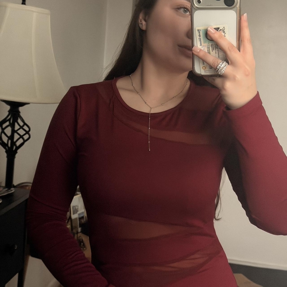 Zara Long Sleeve Burgundy Top
